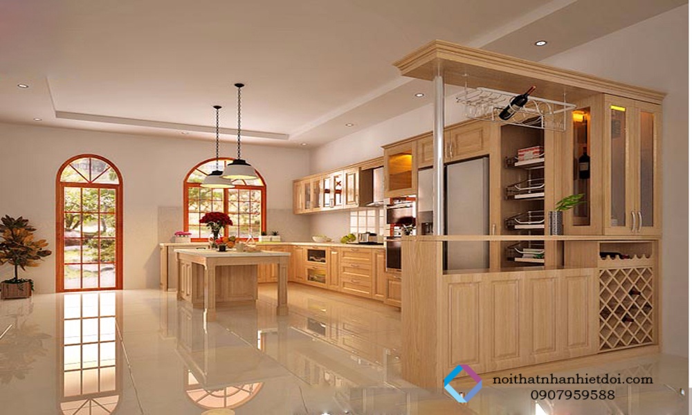 TỦ BẾP GỖ SỒI 008