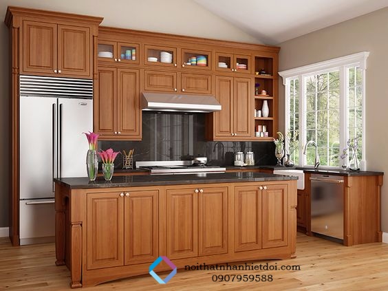 TỦ BẾP GỖ CĂM XE 003
