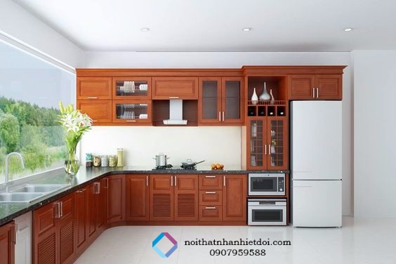 TỦ BẾP GỖ CĂM XE 006