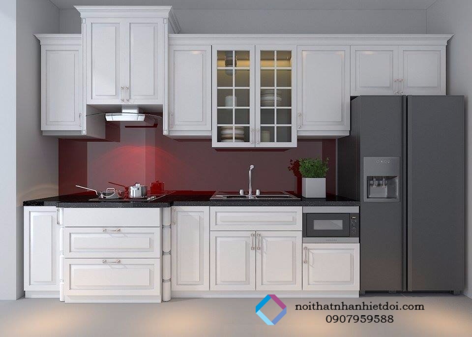 TỦ BẾP GỖ XOAN ĐÀO 001 
