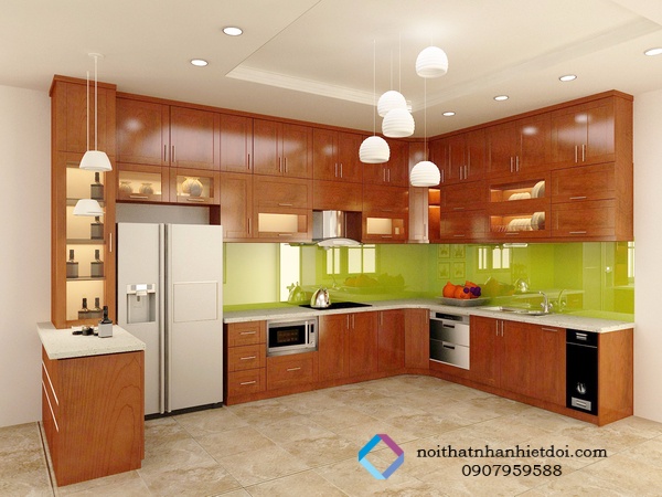 TỦ BẾP GỖ XOAN ĐÀO 002