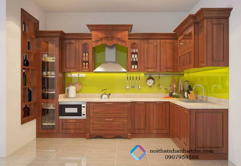 TỦ BẾP GỖ XOAN ĐÀO 004