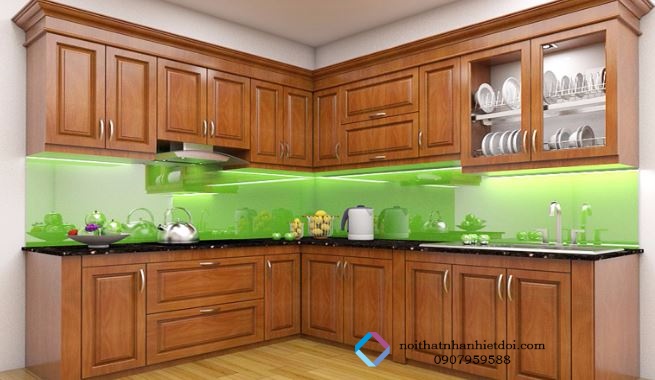 TỦ BẾP GỖ XOAN ĐÀO 005