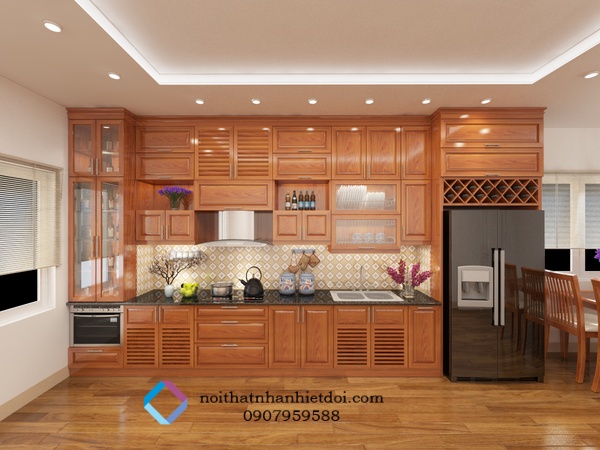 TỦ BẾP GỖ XOAN ĐÀO 008